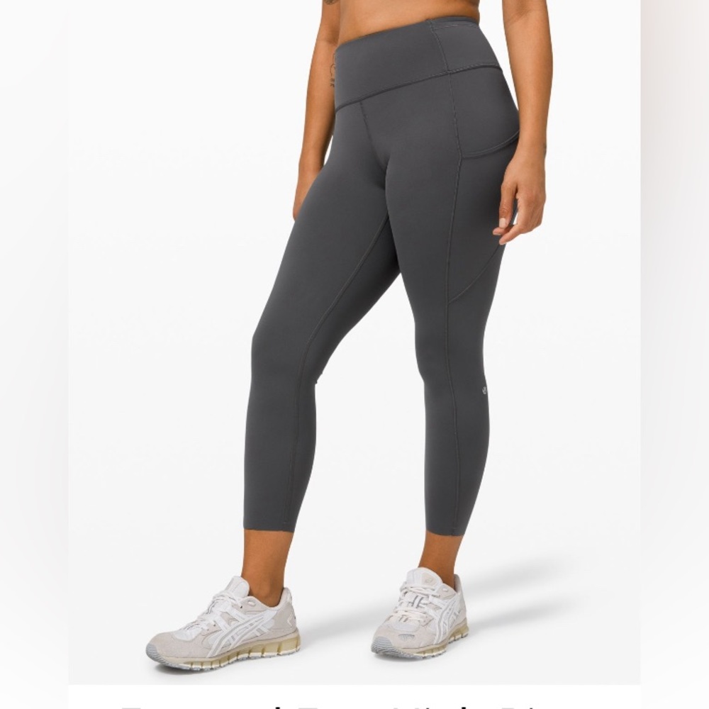 Lululemon Fast and Free 4 High Rise Leggings tight Yoga pants graphite gray